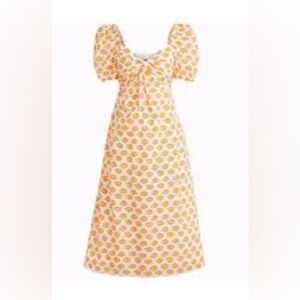 J.Crew Orange and White print midi dress - gently used